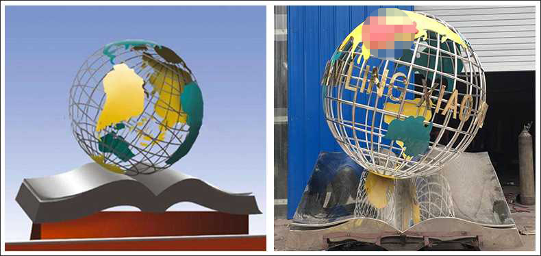 不銹鋼地球，景觀地球雕塑，學校地球儀擺件