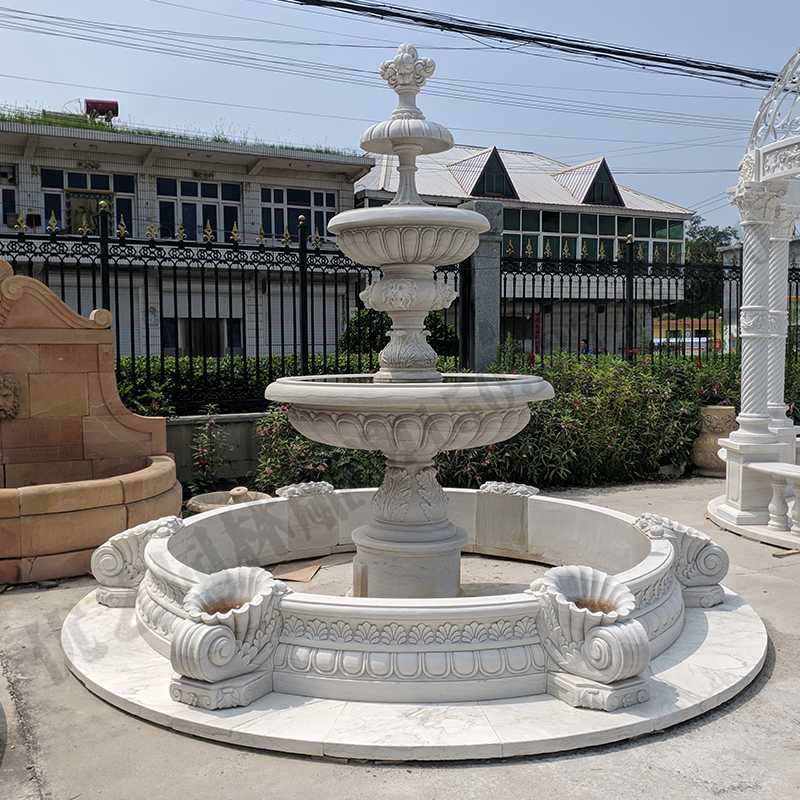 景觀噴泉定制，園林石雕噴泉，大理石噴泉