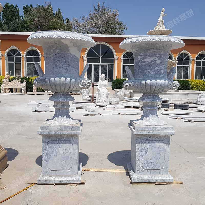 石雕花盆，大理石花盆