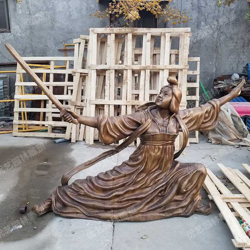 銅舞劍人物雕塑，古代銅人物雕塑